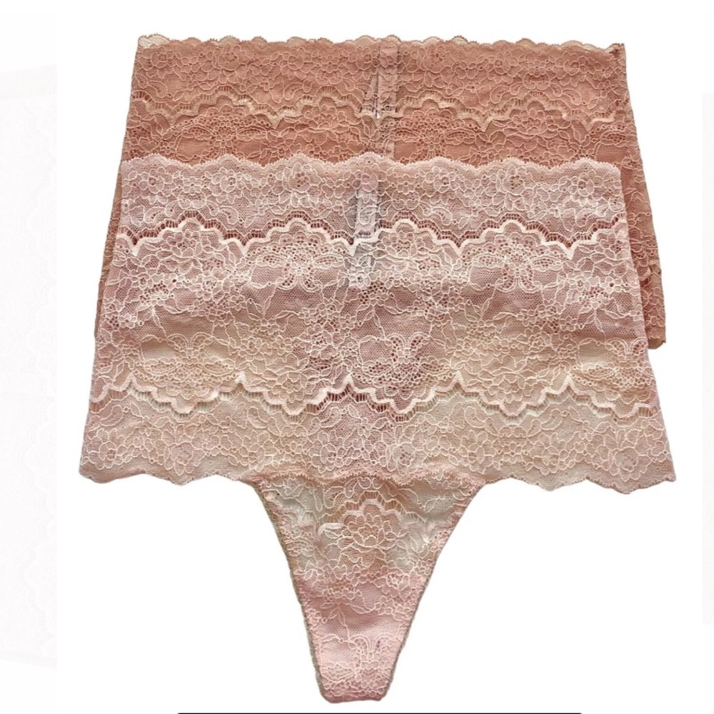 Victoria's Secret High Waist Lace Panties in Tan and Cream